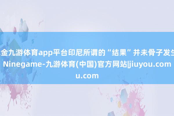 现金九游体育app平台印尼所谓的“结果”并未骨子发生-Ninegame-九游体育(中国)官方网站|jiuyou.com